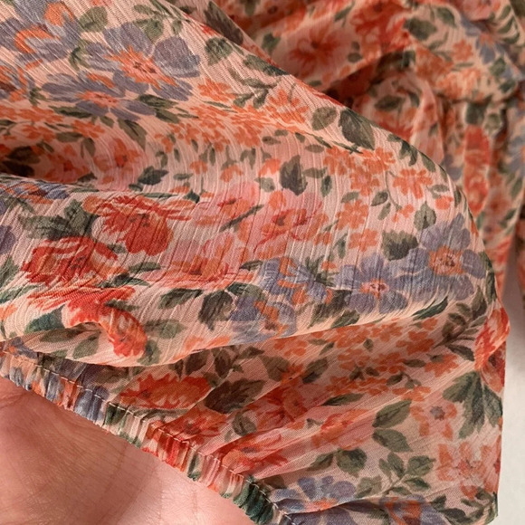 American Eagle Baby Doll Floral boho ruched multi color Top XS - Picture 4 of 6